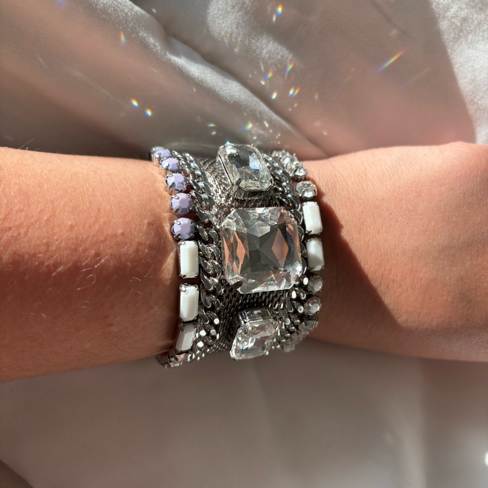 Vintage Juicy Couture Silver White and Lilac Purple Diamond Bracelet